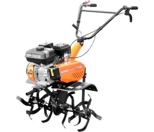 Мотокультиватор Skiper SP-720S — вид сбоку с рукояткой и колесами