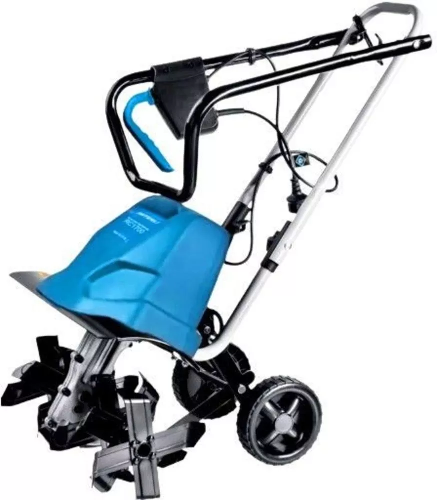 Компактный электрический культиватор Shtenli RC 1700 с колесами для транспортировки