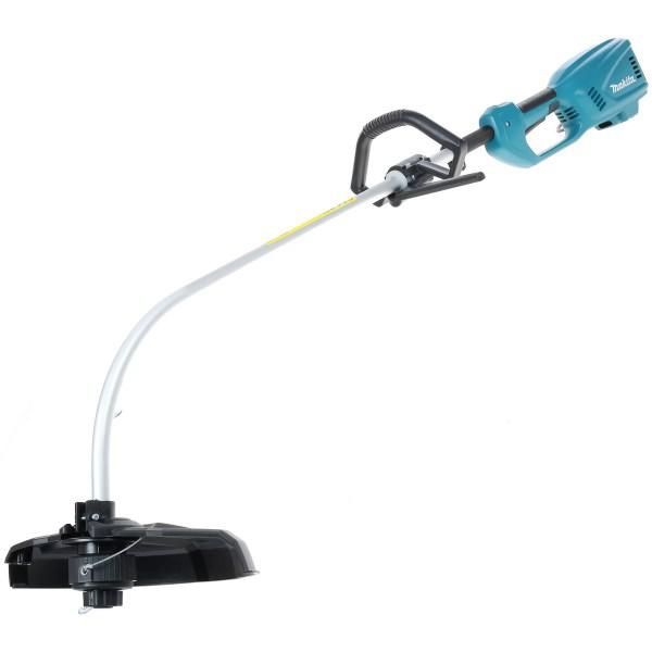 Триммер Makita UR3501 – вид сбоку с изогнутой штангой и плечевым ремнем