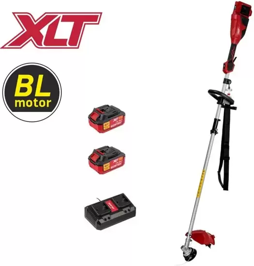 Триммер Wortex TB 3036-1 ALL1 XLT Set 1334872 с двумя аккумуляторами в руках